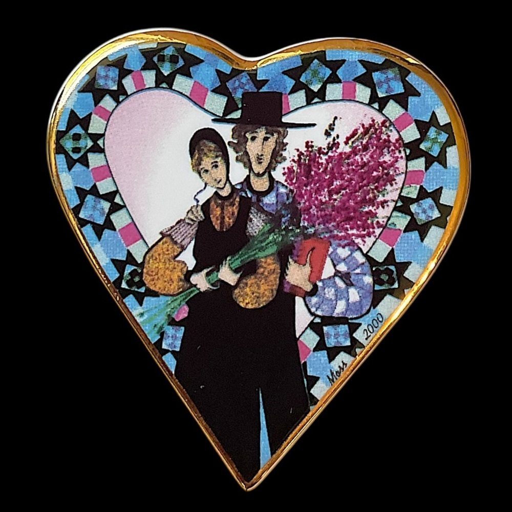 Vintage P. Buckley Moss Story of Love Pendant Pin Brooch